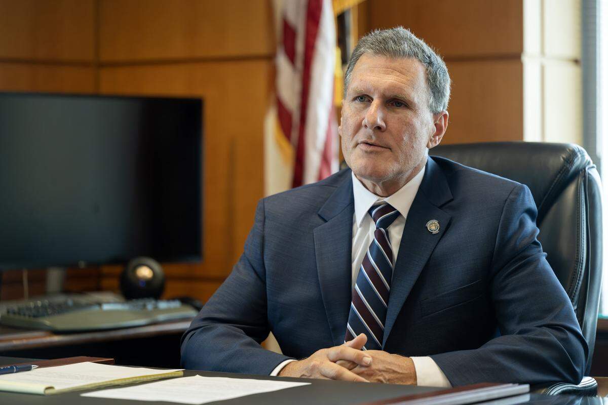 Eric Grant, U.S. Attorney for the Eastern District of California, sits in his office at the Robert T. Matsui federal courthouse in Sacramento last month. Grant was appointed by President Donald Trump in August. 