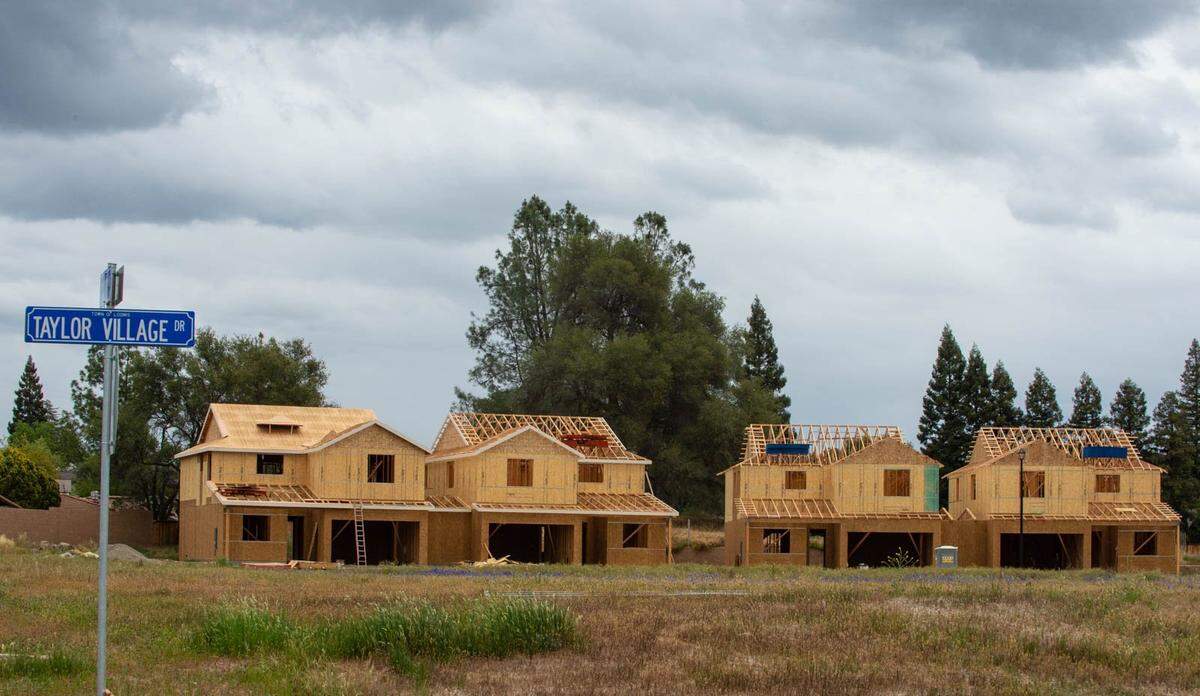New homes are under construction near the intersection of Taylor Village Drive and Stone Field Way, just off the main drag, Taylor Road, in the center of town in Loomis.