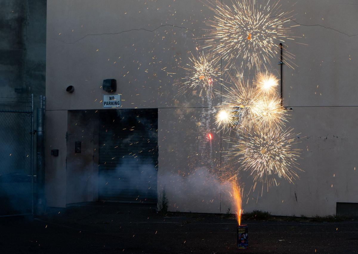 TNT Fireworks’ “World Champ” releases a flurry of explosions on Monday.