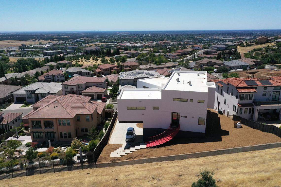 The back of the 4,000-square-foot modern home in Folsom.
