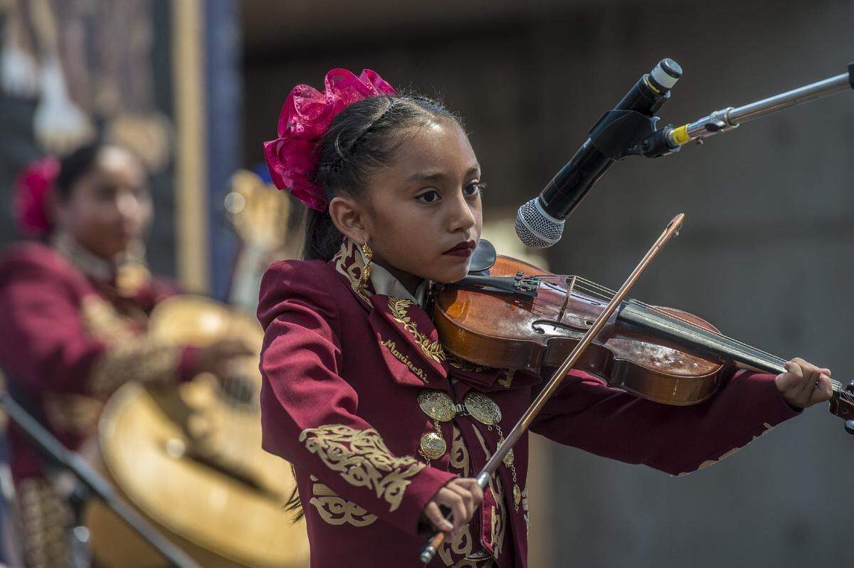 Leslie Olivares, 7, performs with the Mariachi Inlakech group from Ventura County during the Inaugural Youth Mariachi Competition at the California State Fair on Sunday July 22, 2018, in Sacramento.