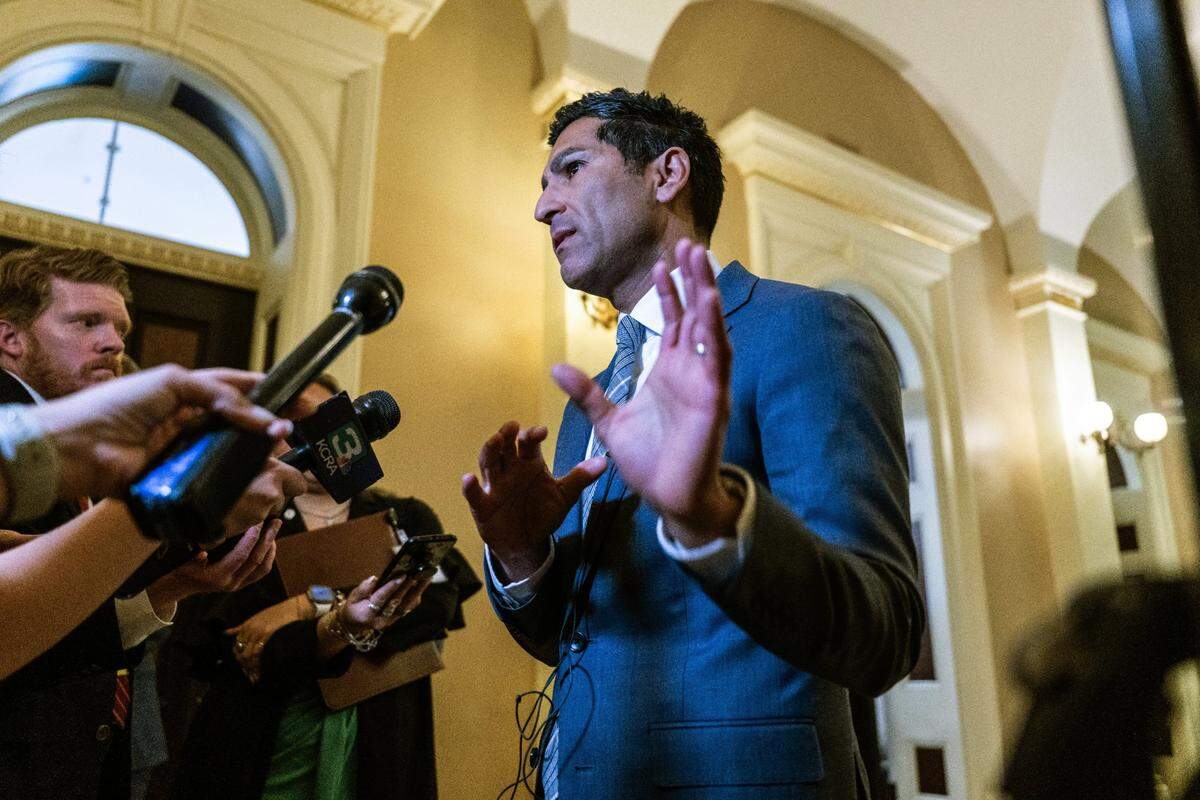 Assembly Speaker Robert Rivas, D-Hollister, speaks to the media about the bill with $17 billion in budget fixes after it was passed by legislators at the state Capitol on Thursday.
