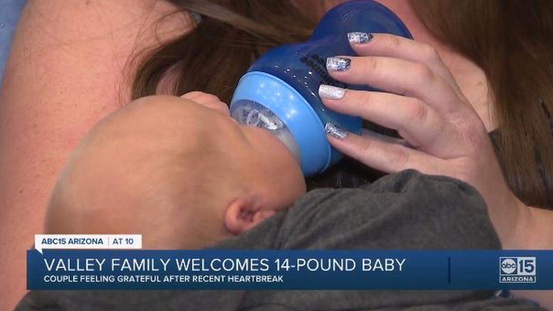 A 14-pound baby boy named Finnley, born to Cary and Tim Patonai of Phoenix, got plenty of attention at an Arizona hospital.