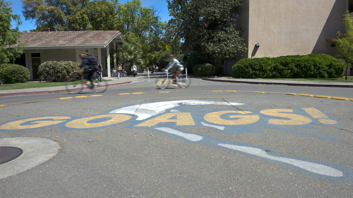 UC Davis students ride their bikes on on Thursday, April 18, 2013.