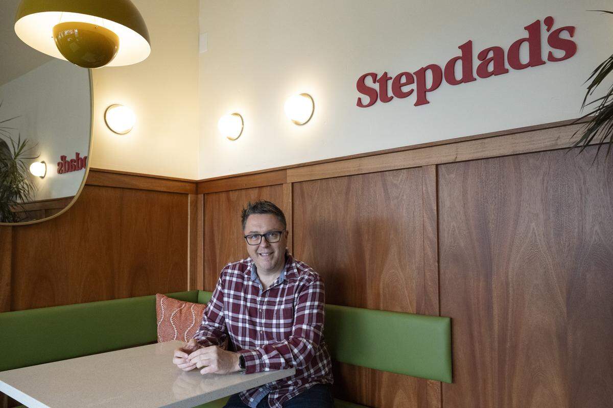 Oliver Ridgeway, one of the owners of Stepdad’s, poses for a portrait at the Land Park restaurant on Wednesday. Ridgeway also owns the Michelin-recognized restaurant Camden Spit & Larder in downtown Sacramento. 