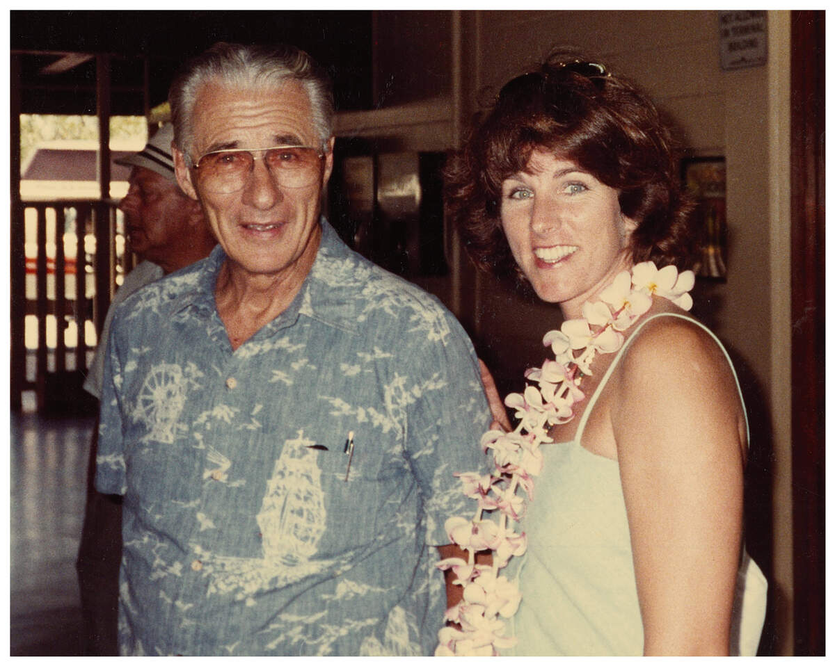 Diane Covington-Carter and her father, Donald Kenneth Johnson, in 1986, during a visit to Hawaii, where Johnson lived.