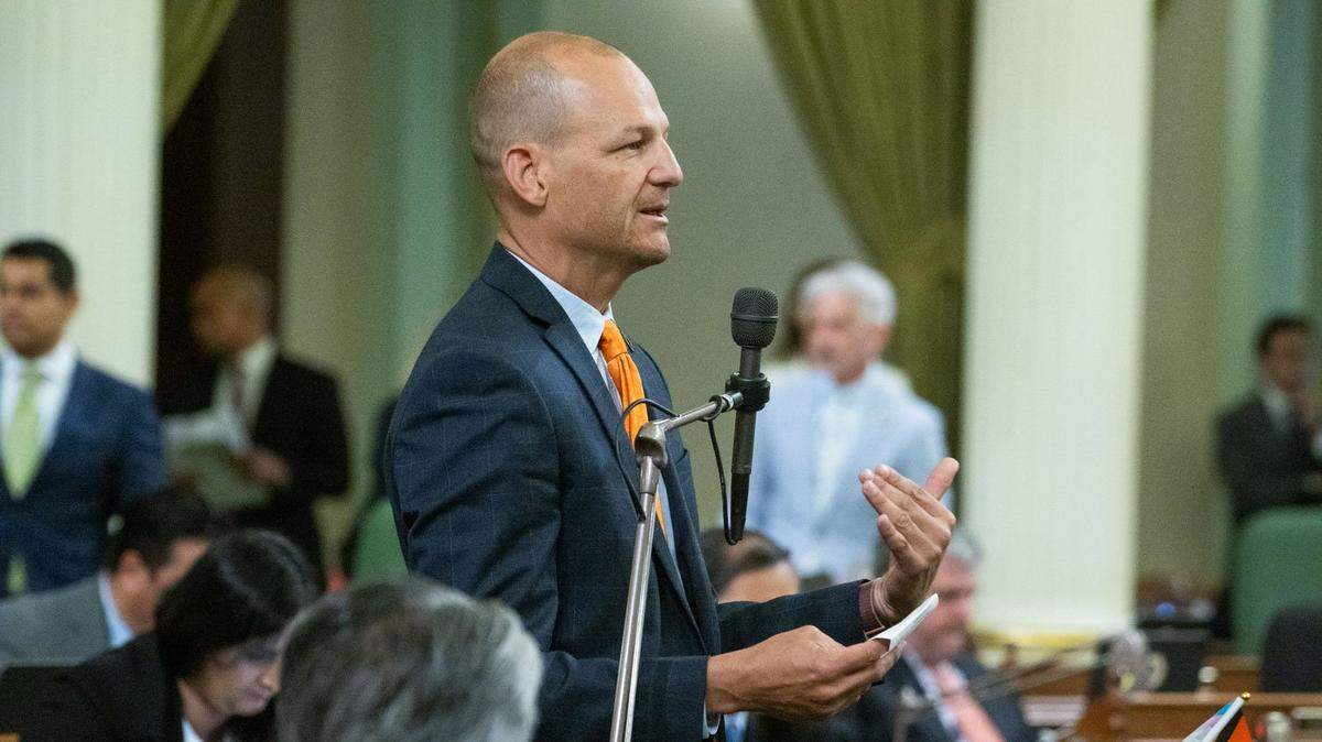 Assemblyman Kevin McCarty, D-Sacramento, presents a bill during session in June.