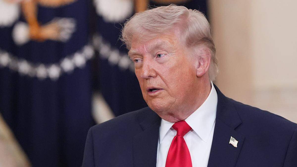 President Donald Trump acknowledges those in attendance after speaking from the Cross Hall of the White House on April 1, 2026 in Washington, D.C. Trump used the prime-time address to update the nation on the war in Iran.