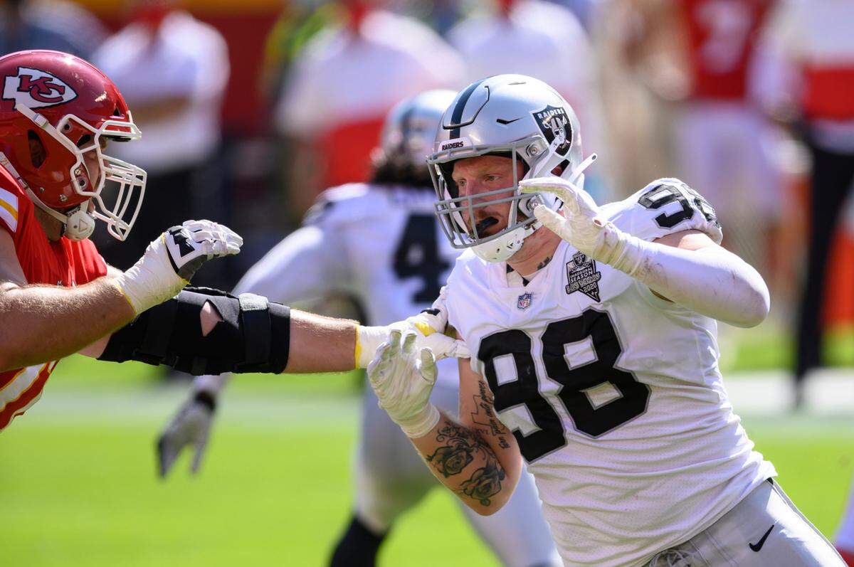 Las Vegas Raiders defensive end Maxx Crosby started all 16 games during the COVID-impacted 2020 NFL season and finished with seven sacks, giving him 17 in his first two years.