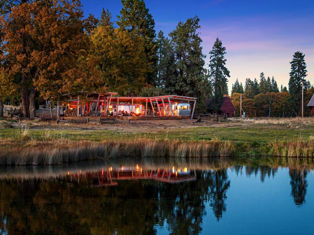 An Airstream fishing camp is part of the ranch, which sits along renowned Fall River in Shasta County.