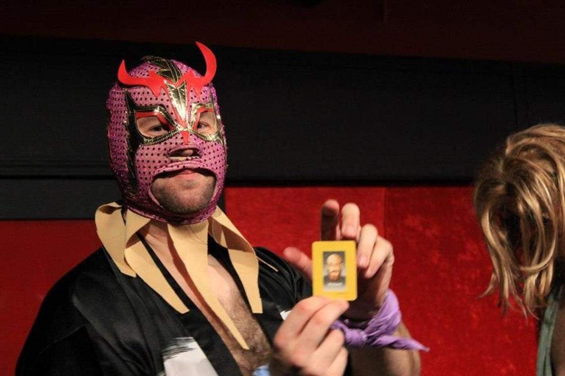 FILE -- Jesse Jones, featured here in a lucha libre mask, hosts the 48-Hour Comedy Marathon. The Sacramento-based humorist recently opened Stab! Comedy Theater in Land Park.
