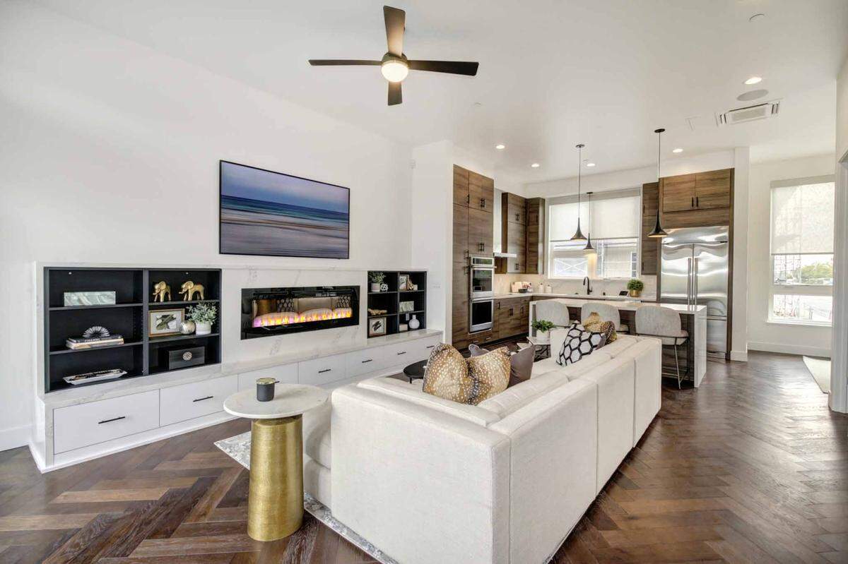 The main living space, with modern amenities, inside a home at The Residences of West Oaks in Rocklin.