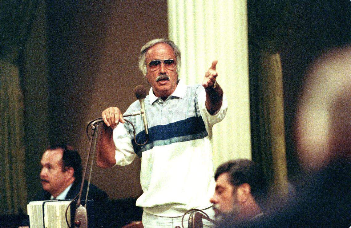Assemblyman John Burton, D-San Francisco, joins a Sunday session debate on the state budget in 1992.