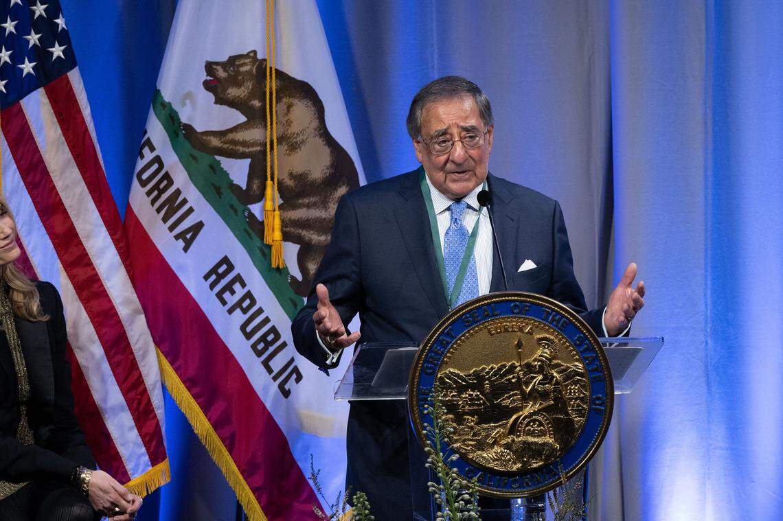 Former U.S. Secretary of Defense Leon E. Panetta speaks after being inducted into the California Hall of Fame on Tuesday, Feb. 6, 2024, at the California Museum in Sacramento.
