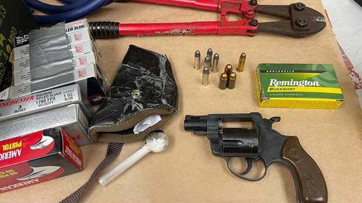 During a suspicious vehicle check Tuesday night, Sutter County sheriff’s deputies said they found a methamphetamine pipe, a fuel syphoning hose, bolt cutters, a loaded revolver and ammunition, according to a news release.