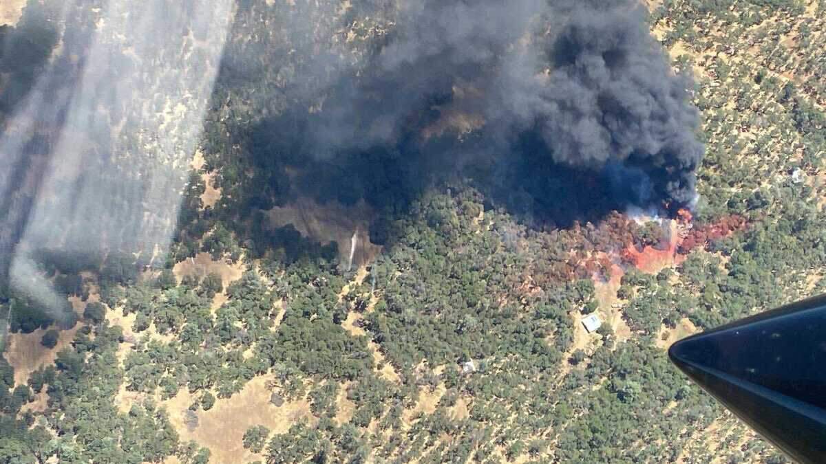 The Rices Fire is seen burning Tuesday, June 28, 2022, near Bridgeport in Nevada County. The fire, which started before 2 p.m., prompted evacuations to some homes.