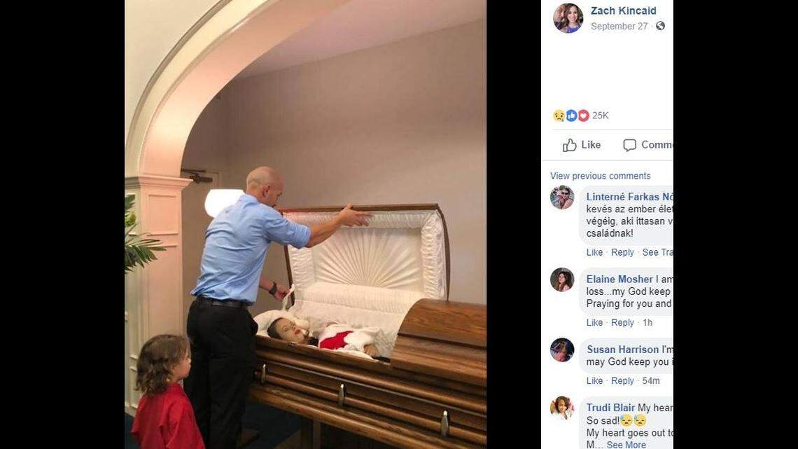 A California man shared photos of his wife and baby in a casket after they were killed in a Sept. 9 collision in Hemet, Calif., with pro boxer Marcos Forestal-Coutin, who police have accused of drunken driving.