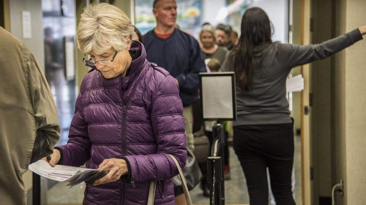 Beatrice Hildebrand joined a long line of Sacramento County residents to pay her property taxes in December.