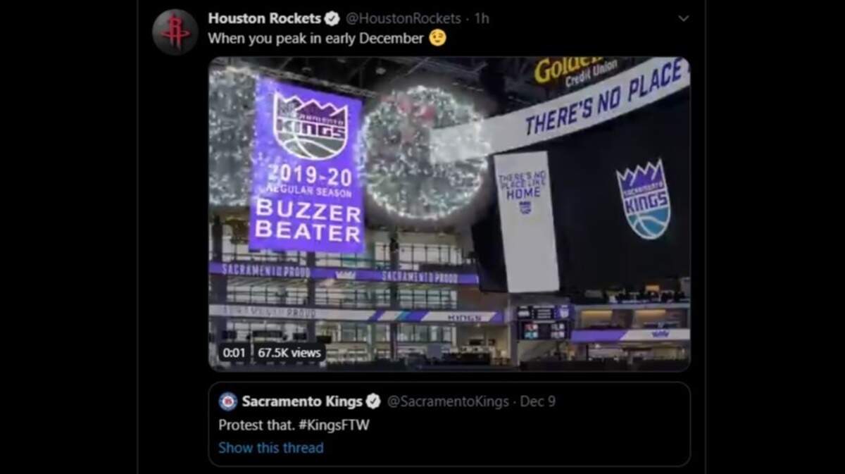The Houston Rockets took to Twitter on Monday to poke fun at the Kings following a 113-104 victory at Golden 1 Center. The tweet was in response to one the Kings’ social media account posted after Sacramento’s win Dec. 9 in Houston.