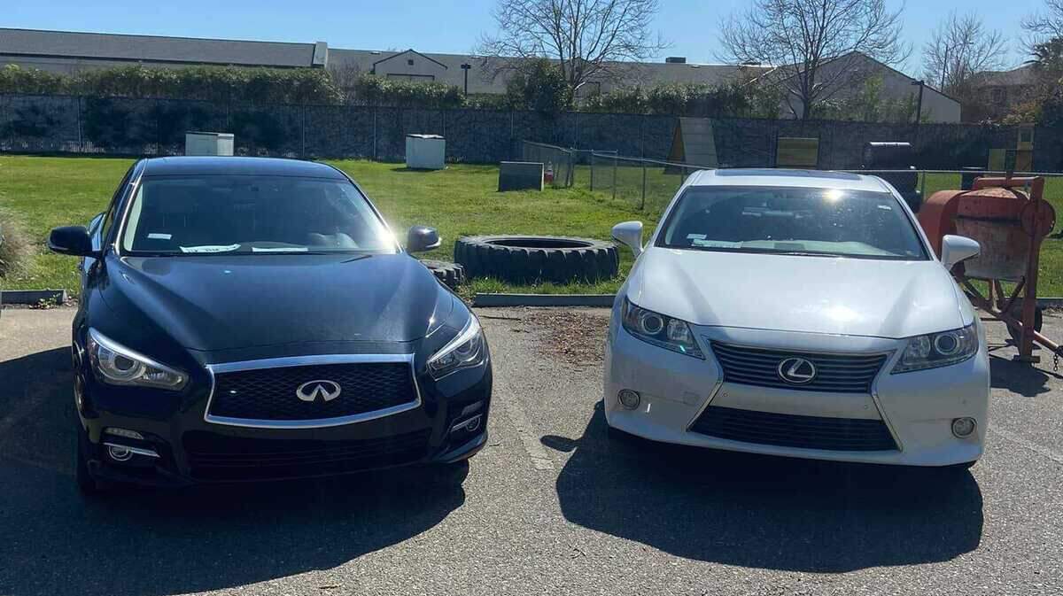 Officers seized two cars, an Infiniti and a Lexus, after finding evidence of unemployment fraud, cash, fake checks and fentanyl in an apartment in the 700 block of Sycamore Lane in Davis, California on Thursday March 11, 2021.