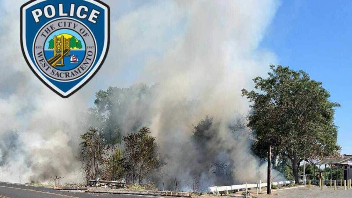 A grass fire was burning Thursda afternoon along Sacramento Avenue near Douglas Street in West Sacramento.