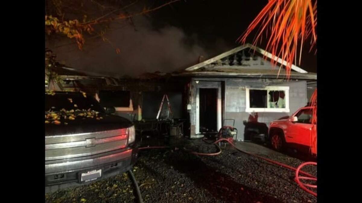 A North Highlands home caught fire about 2 a.m. Sunday, Dec. 25, 2022, sparked by an electric-powered Christmas tree, Sacramento Metro Fire reported.