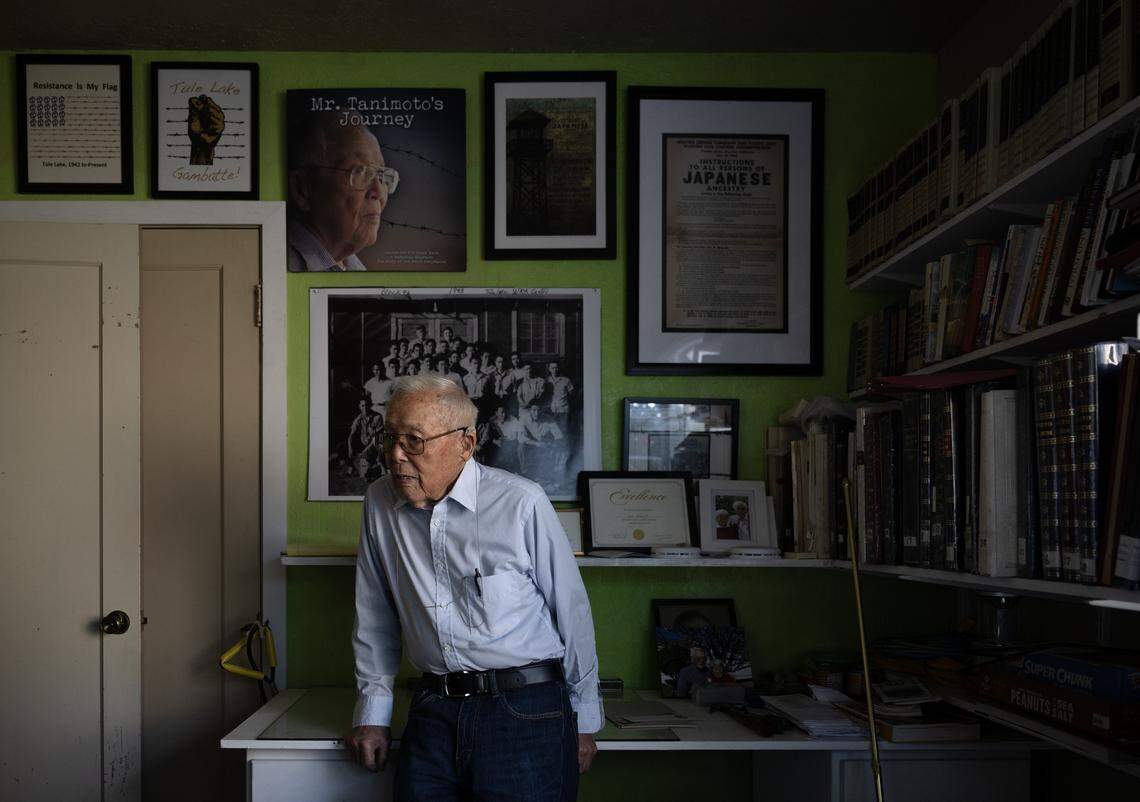Jim Tanimoto, the 102-year-old survivor of the Tule Lake internment camp in Northern California, at home in Gridley earlier this month. 