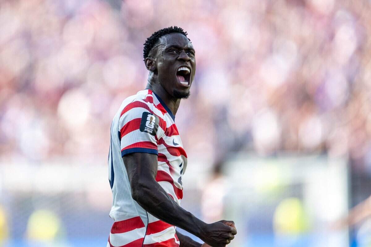 USA forward Folarin Balogun celebrates after scoring a goal against Bosnia-Herzegovina in a FIFA World Cup 2026 Round of 32 match at Levi's Stadium in Santa Clara on Wednesday.
