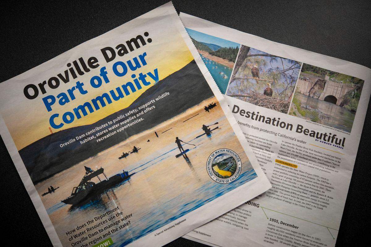 The Department of Water Resources is under fire from critics and taxpayers advocates for spending  $29,000 in public funds on an eight page advertorial insert that ran in six regional newspapers including The Sacramento Bee. 