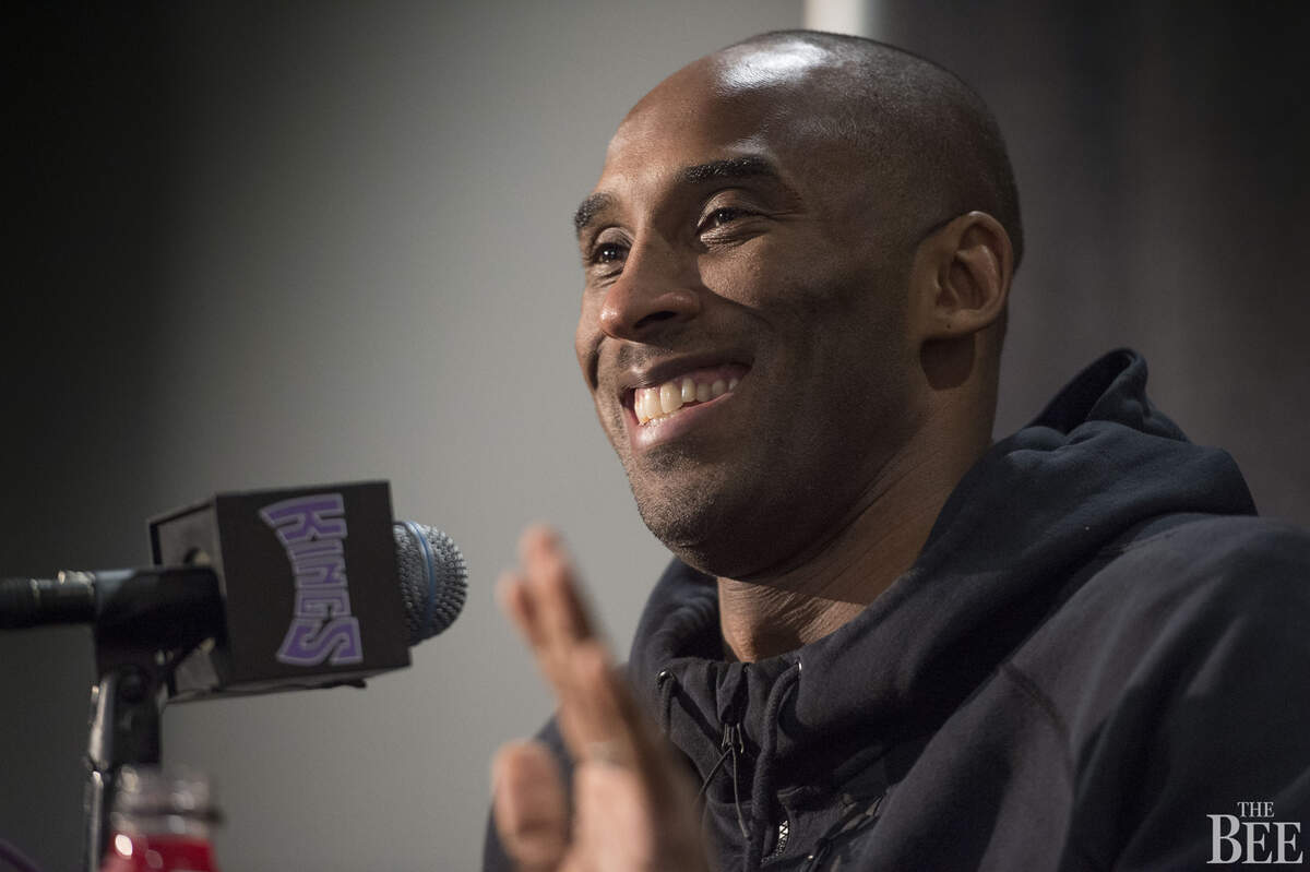 Los Angeles Lakers forward Kobe Bryant (24) speaks at a press conference after his team’s 118-115 loss to the Sacramento Kings on Thursday, Jan. 7, 2016 at Sleep Train Arena in Sacramento.