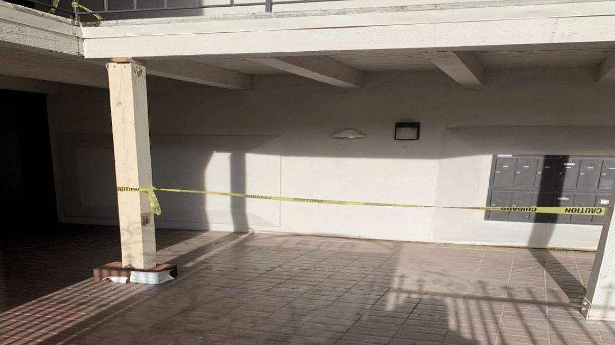 The Governors Square Apartment complex in Downtown Sacramento is shown in 2024 in a city of Sacramento code enforcement photo. The tenants have sued the owner alleging unsafe conditions.