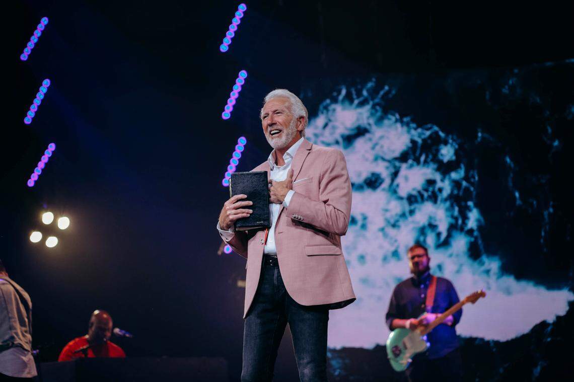 Pastor Greg Fairrington gives a sermon at Destiny Christian Church in Rocklin. Fairrington gained national attention during the early stages of the COVID-19 pandemic, when he refused to adhere to Gov. Gavin Newsom’s public health mandates.