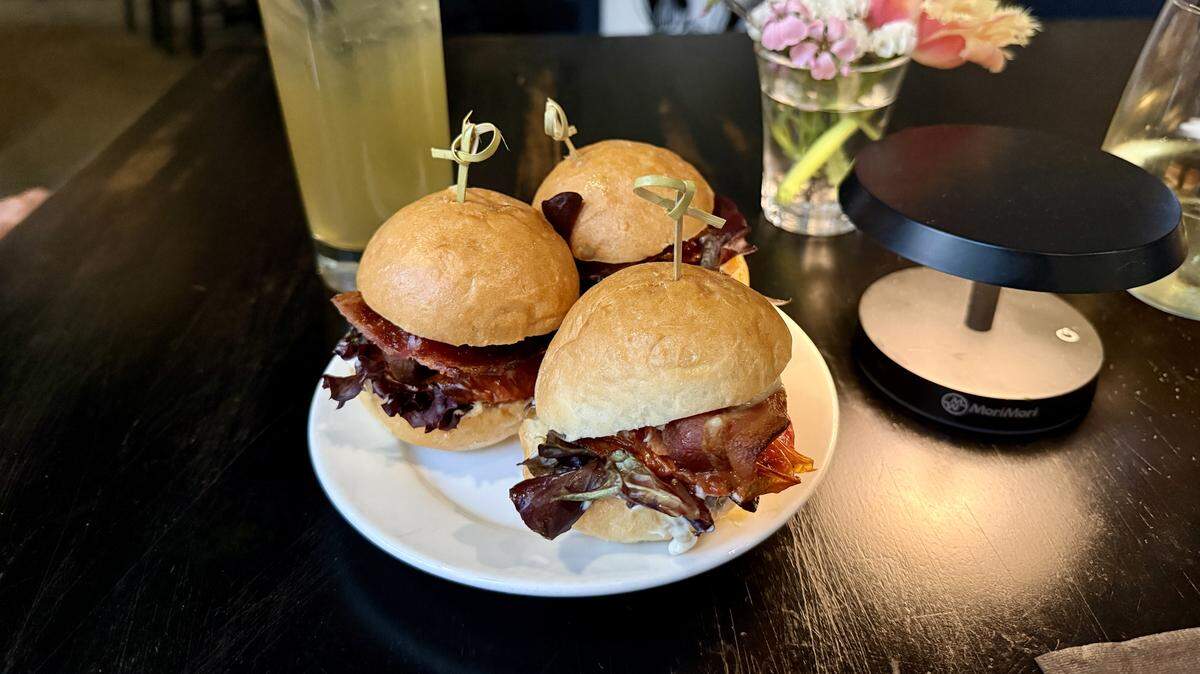 BLT sliders were one of the bites served at Magpie Cafe’s in Sacramento, CA on Wed., April 1. The farm-to-fork restaurant celebrated its 21st anniversary with an event serving free food to locals and industry folk.