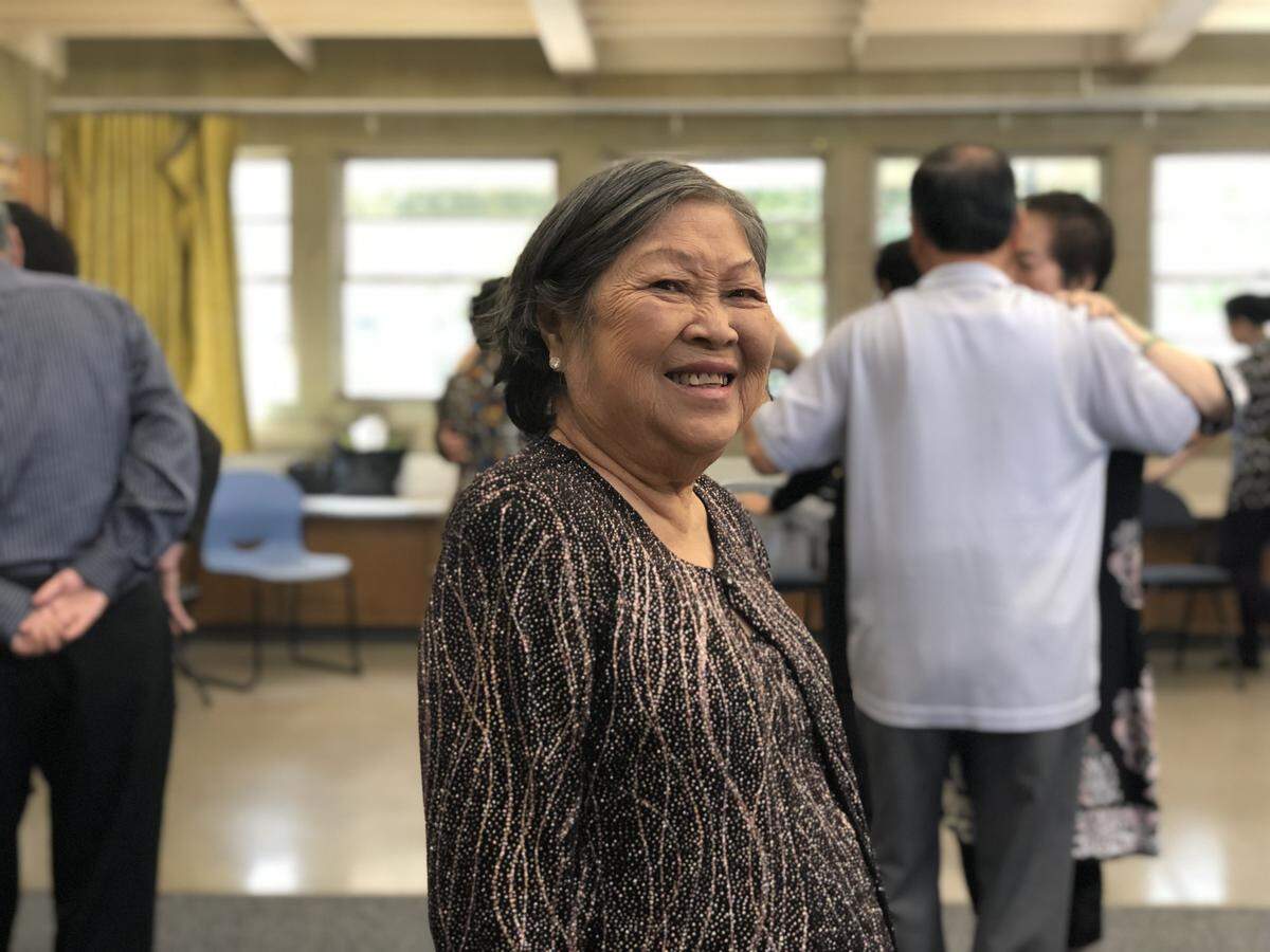 Ann Chu, 89, says she has been a student of APCC’s ballroom dancing class since 8 years ago and made many good friends.
