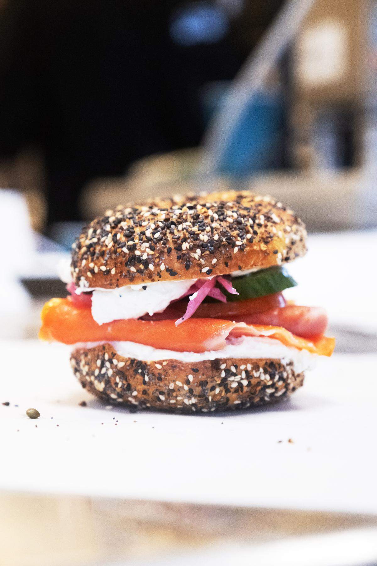 The Loxanne bagel sandwich at Forgotten Bakery in Sacramento.