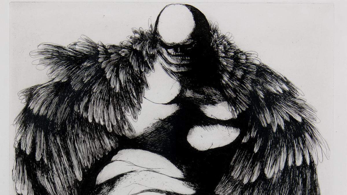 Leonard Baskin’s “Sated Death” was drawn in 1992.