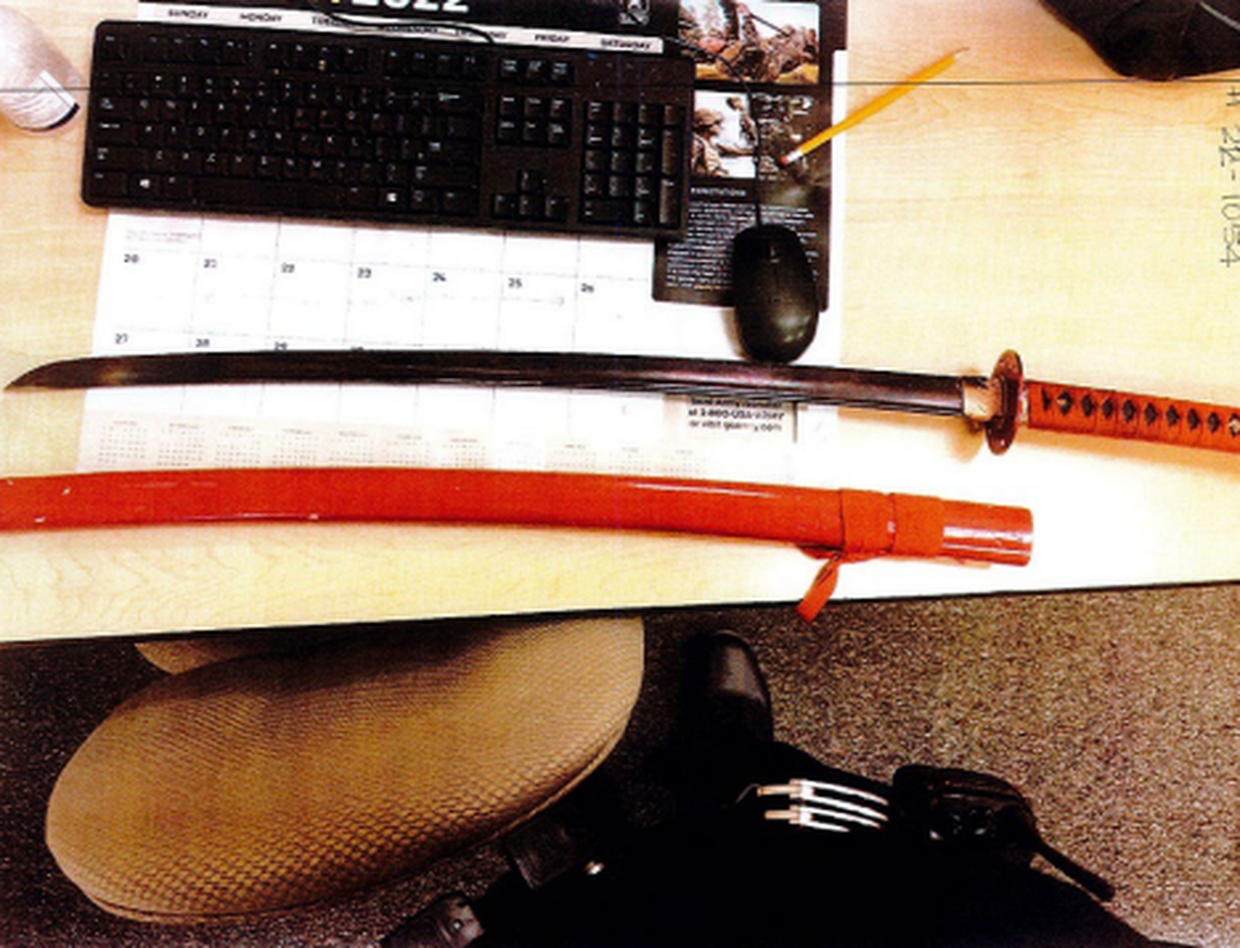 This photo shows one of the swords.