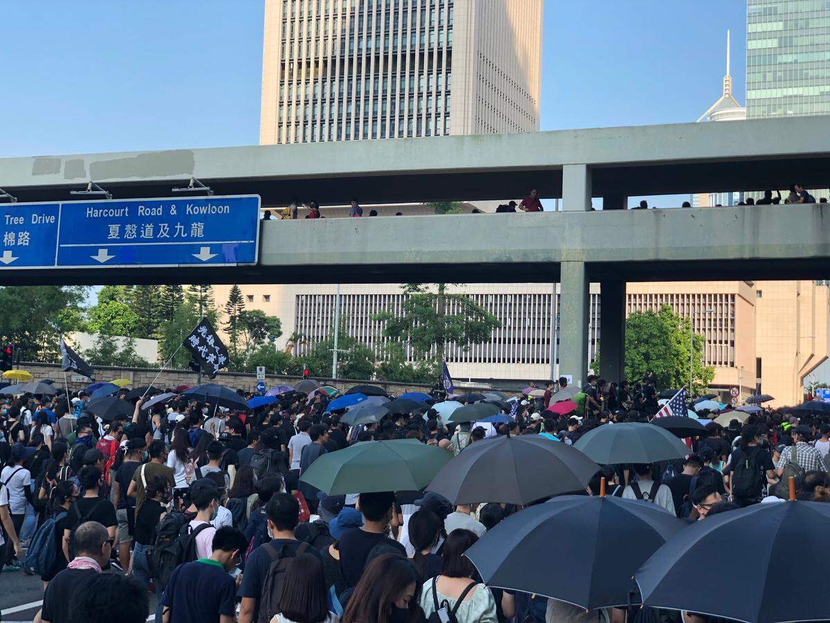 Protesters occupying Harcourt Road in Hong Kong on September 15.