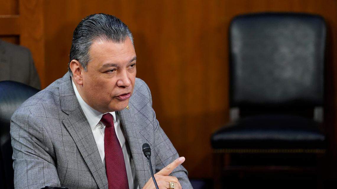 Sen. Alex Padilla, D-Calif., speaks during a hearing at the U.S. Capitol in March. He was one of the first lawmakers who said that the Los Angeles council members should resign after racist comments.