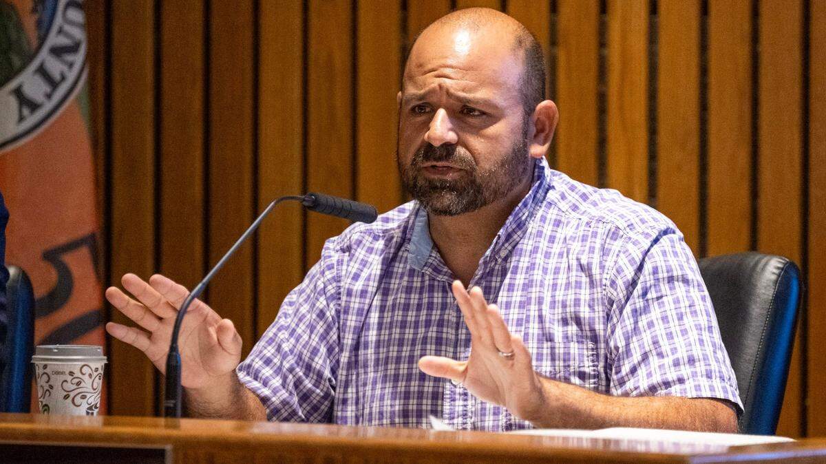 Sutter County Supervisor Mike Ziegenmeyer speaks during a Board of Supervisors meeting on Tuesday, Sept. 10, 2024, in Yuba City. Supervisors on Tuesday begrudgingly agreed to return $80 million to the state after an apparent spreadsheet error earlier this year.