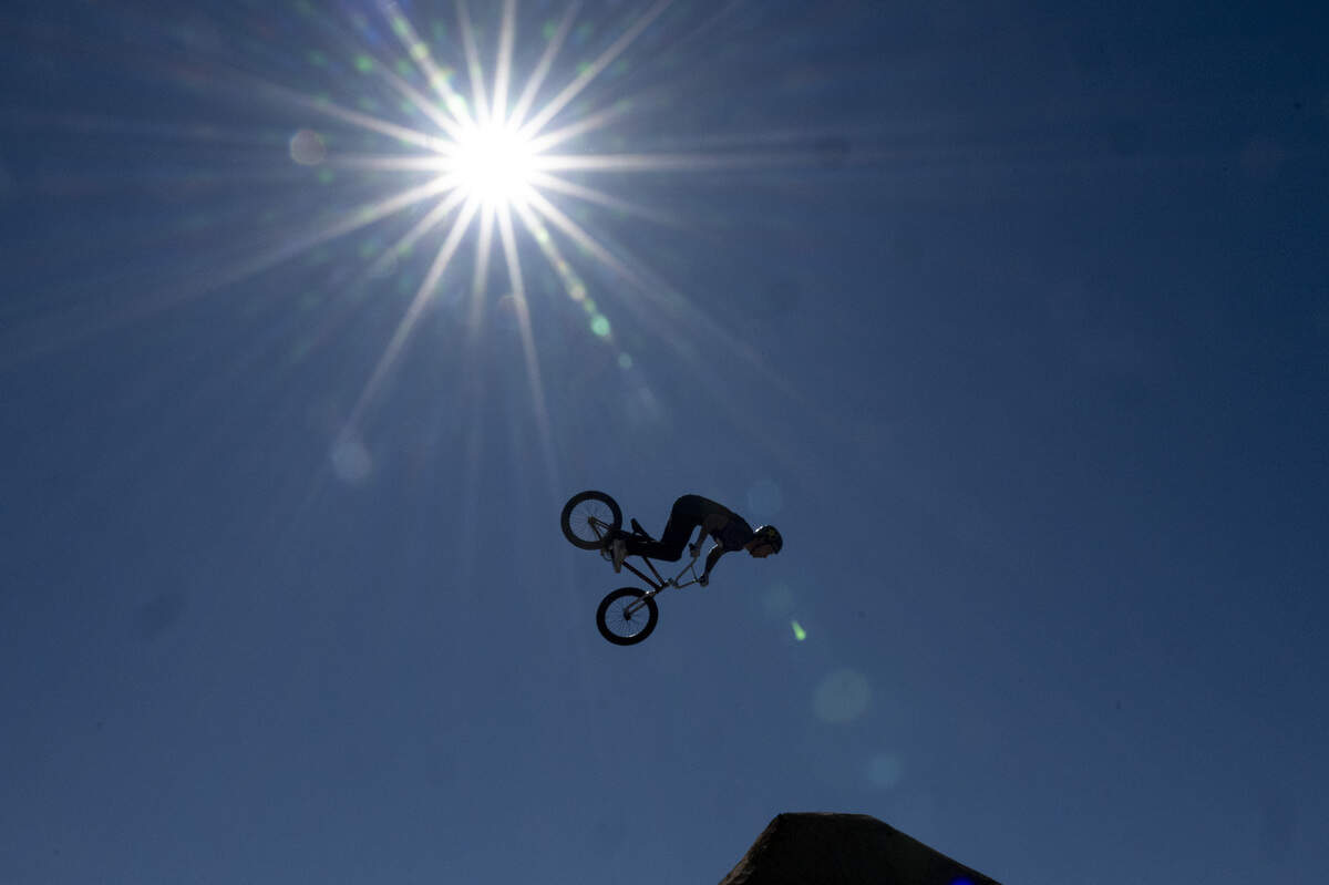 Athletes compete during the Stake BMX Dirt Best Trick event as a part of X Games Sacramento at Cal Expo in Sacramento on Sunday, June 28, 2026.