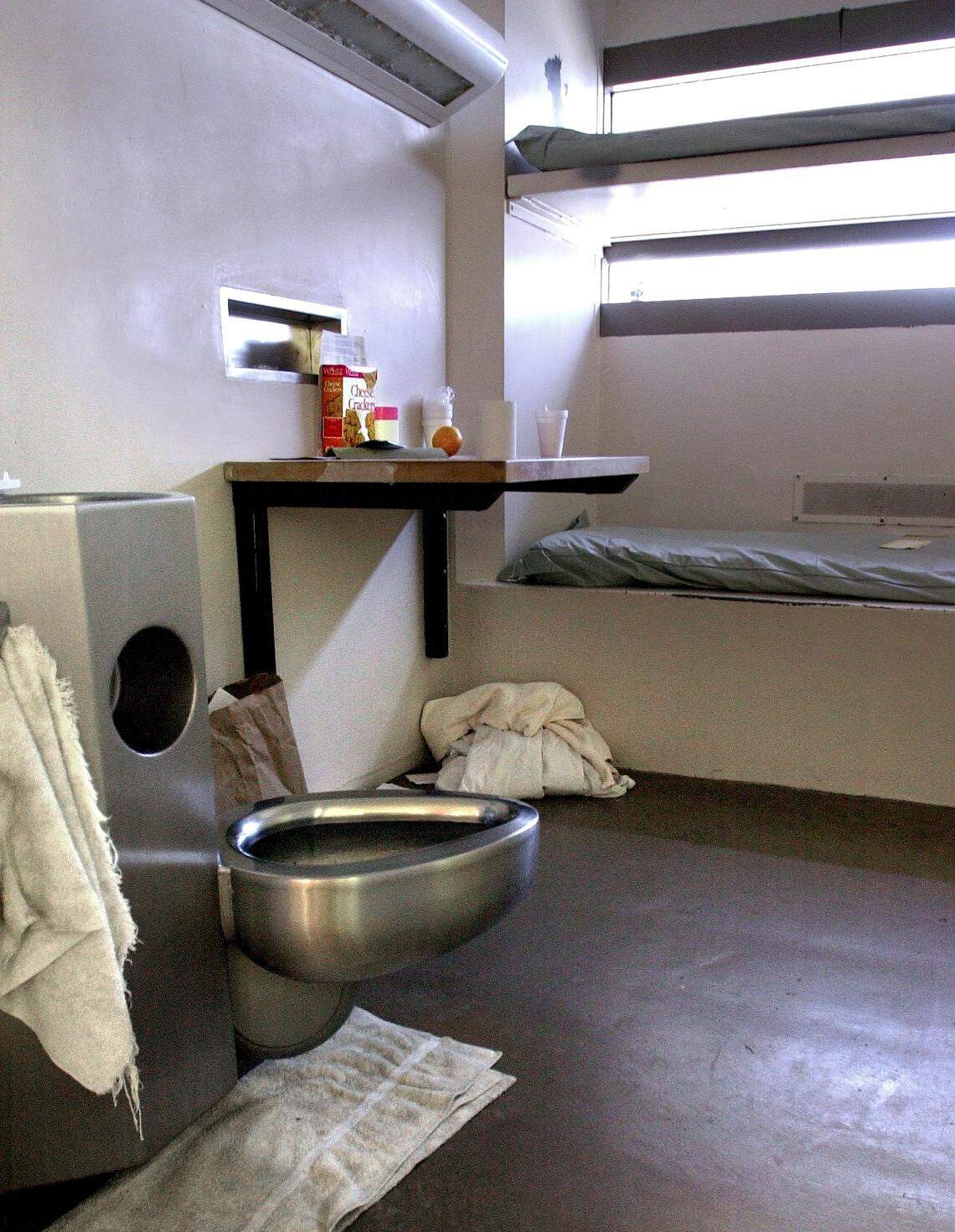 The interior of a typical inmate cell shown during a media tour of the Sacramento County Main Jail on Aug. 7, 2002.