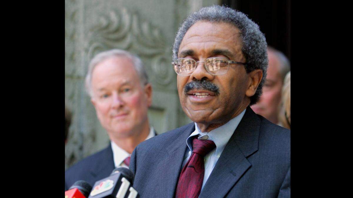 Justice Vance Raye of the Third District Court of Appeal speaks during a news conference in 2005 in Sacramento. In a settlement agreement with the Commission on Judicial Performance, released Wednesday, June, 1, 2022, Raye has agreed to retire from his office and receive a public admonishment for engaging in a pattern of delay in deciding approximately 200 appellate matters over a 10-year period.