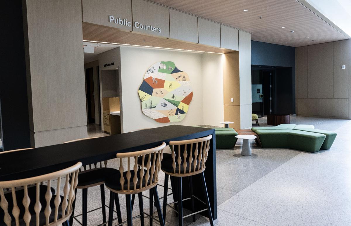 The public counters at the May S. Lee State Office Complex are seen during the grand opening.