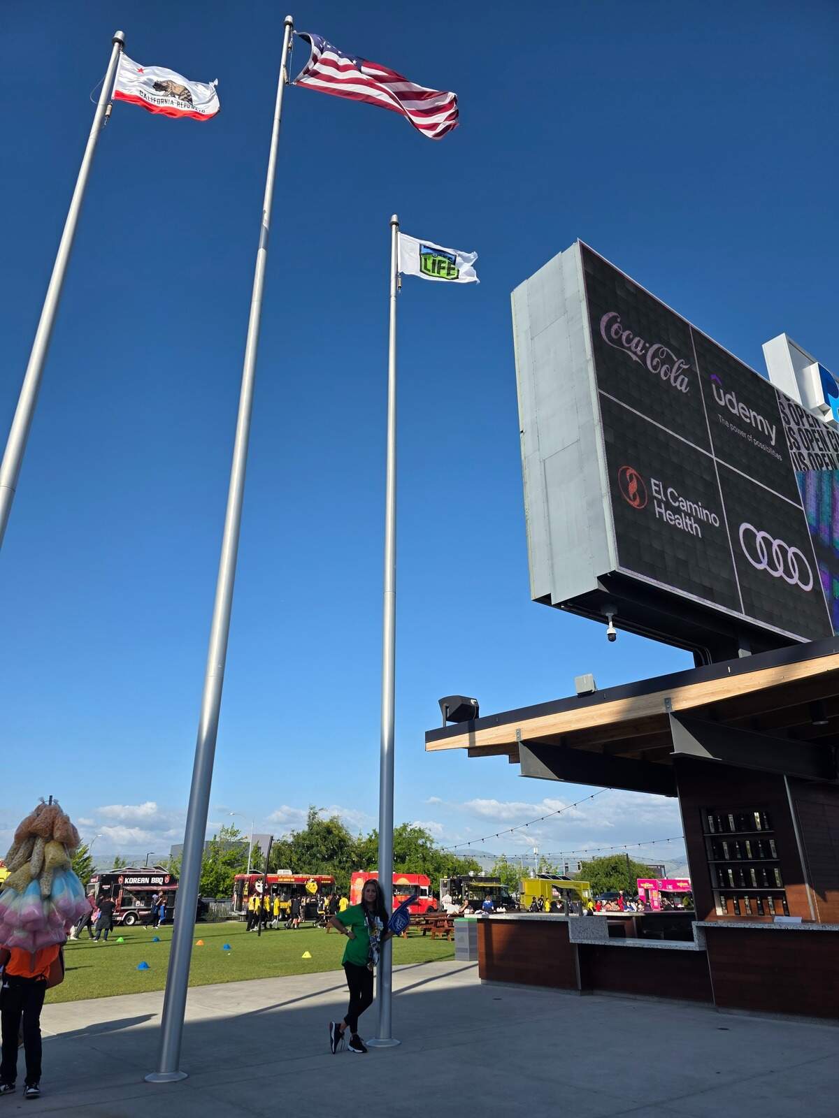 A Donate Life flag is raised at PayPal Park, home of the San Jose Earthquakes, during the Donate Life Month event in April.