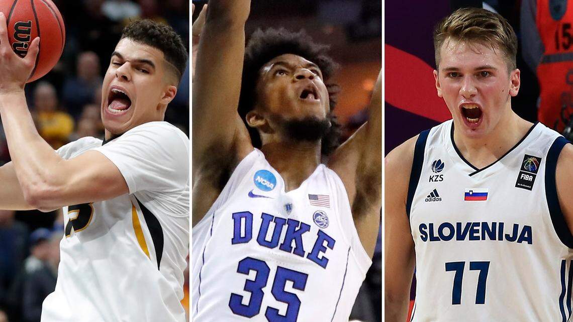 Michael Porter Jr., left, Marvin Bagley III, center, and Luka Doncic are all expected to be high picks in the NBA draft June 21.