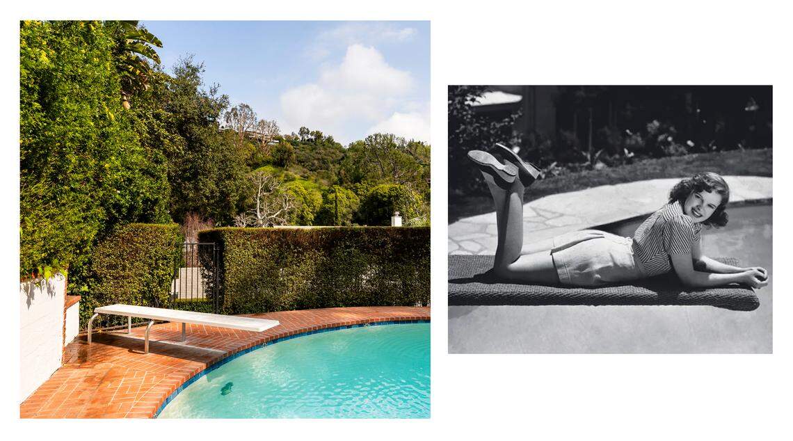 The swimming pool now, and when Judy Garland owned the Los Angeles home for sale for $11.5 million.