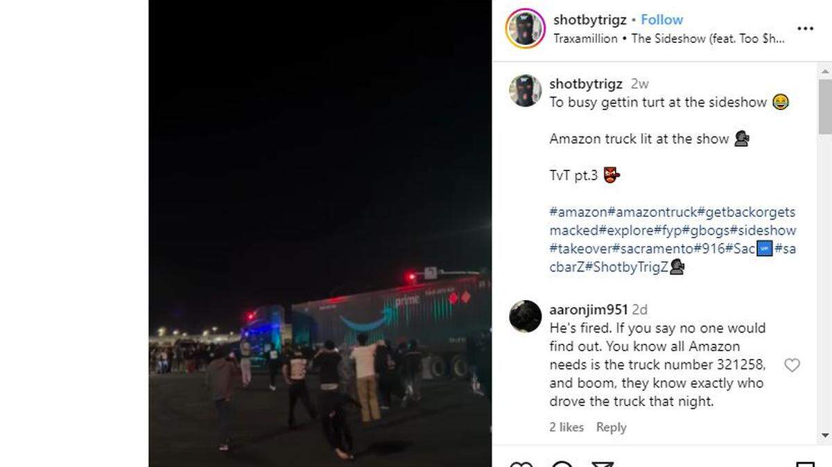 A video that recently went viral on Instagram purportedly shows an Amazon Prime delivery truck participating in an illegal sideshow somewhere in Sacramento. An Amazon spokesperson confirmed the driver, a contractor, was fired by their employer.