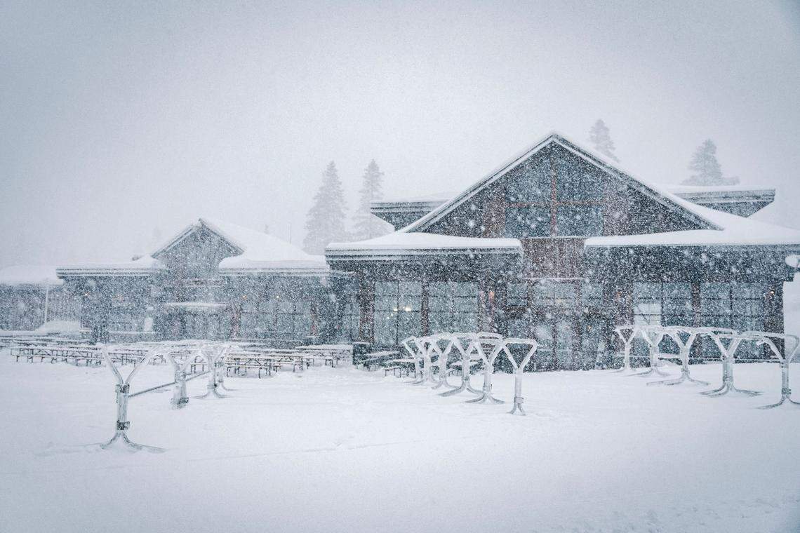 The Main Lodge at Sugar Bowl Resort was covered in snow on Thursday, Feb. 13, 2025 amid winter storms. Season passes for Sugar Bowl’s 2026-2027 season will go up in price May 1, 2026.