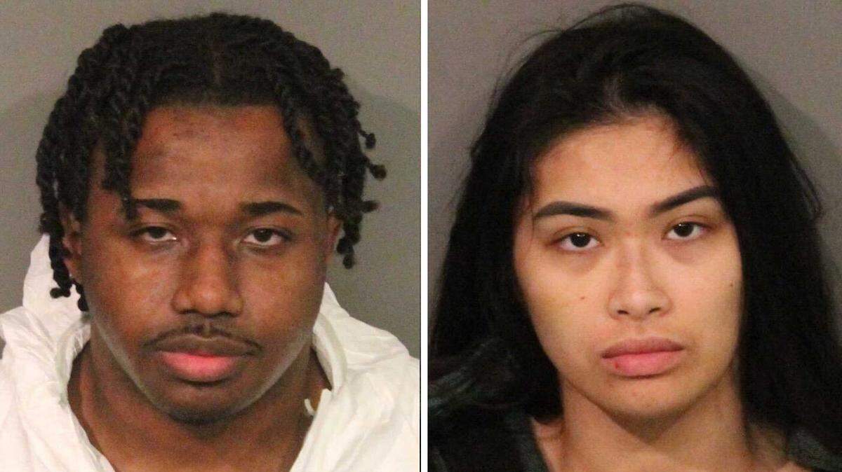 Retuquel Dupree, left, and Jessica Savangsy are pictured for booking photos following their arrest on Monday. Roseville detectives arrested Dupree and Savangsy on suspicion of homicide and child abuse in the death of a 7-year-old girl found injured inside their Roseville home.